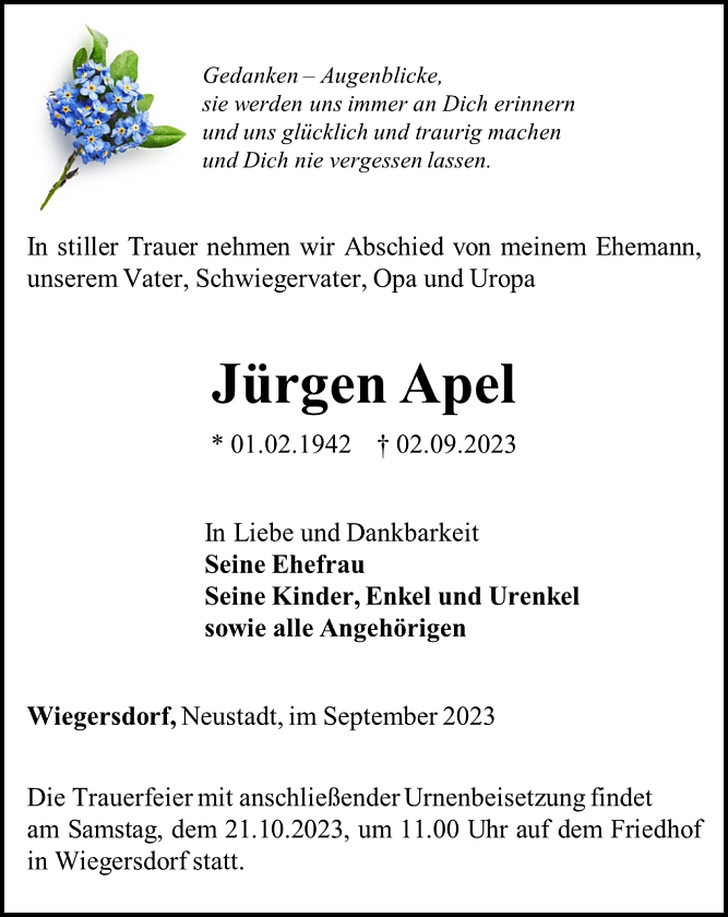 Traueranzeige (Foto: Schade)