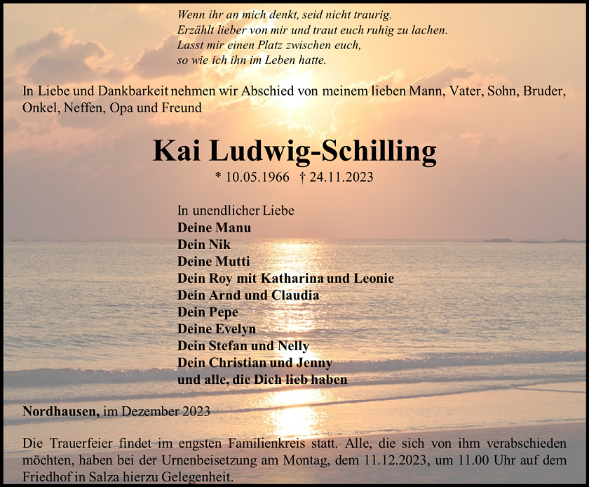 Traueranzeige (Foto: Bestattungshaus Schade)