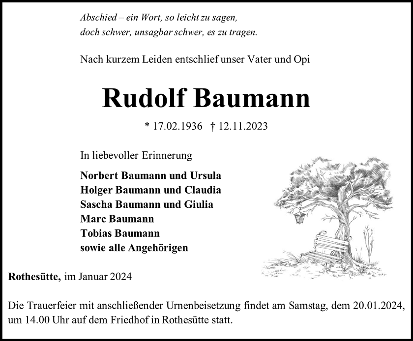 Traueranzeige (Foto: Schade)