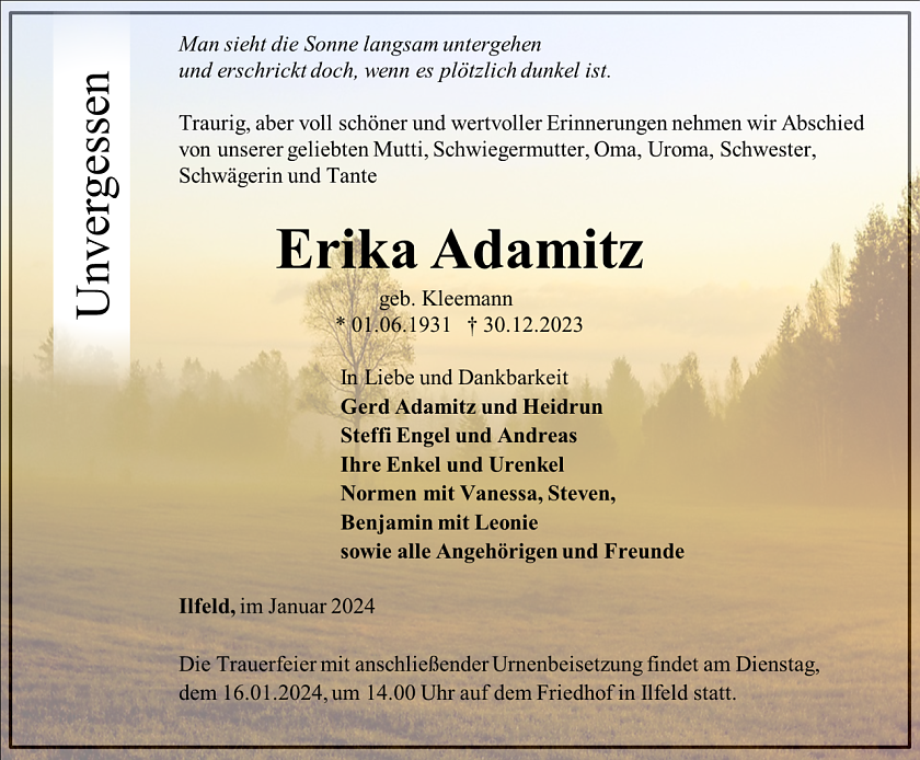 Traueranzeige (Foto: Schade )