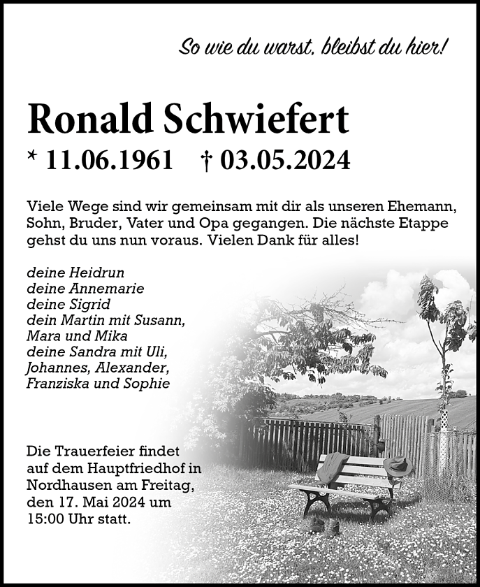 Traueranzeige (Foto: Schade)