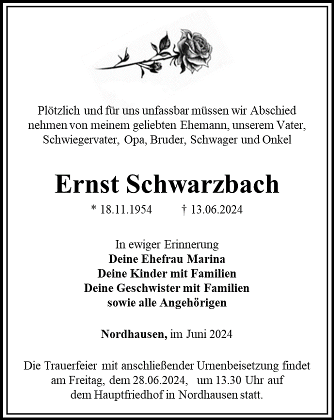 Traueranzeige (Foto: Schade)