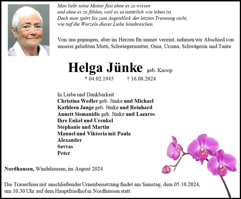 Traueranzeige (Foto: Bestattungshaus Eckhard Schade)