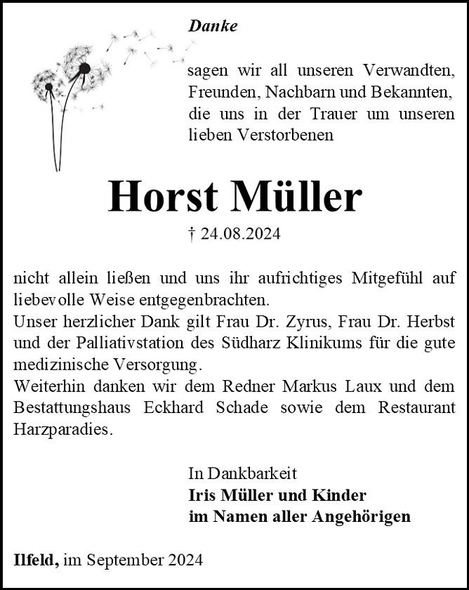 Danksagung (Foto: Bestattungshaus Eckhard Schade)