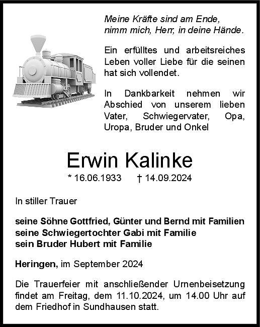 Traueranzeige (Foto: Bestattung Baumgarten)