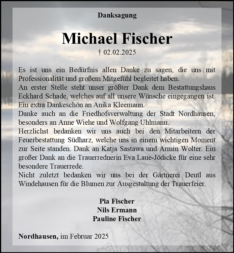 Danksagung (Foto: Bestattungshaus Eckhard Schade)