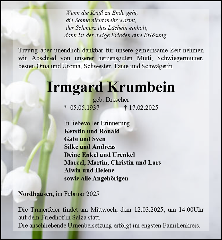 Traueranzeige  (Foto: Bestattungshaus Eckhard Schade)