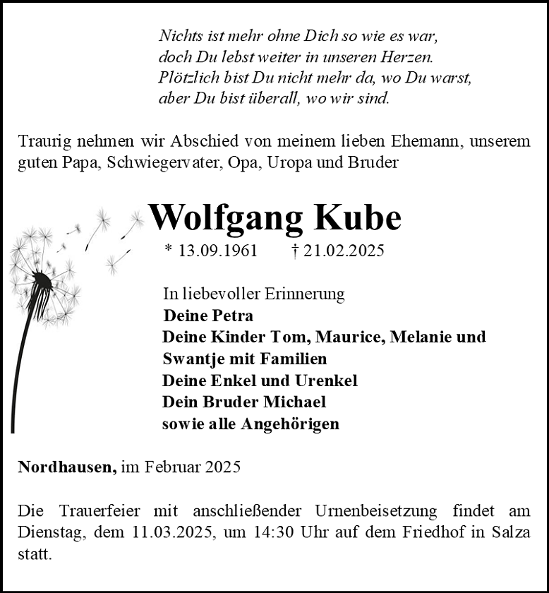 Traueranzeige (Foto: Bestattungshaus Eckhard Schade)