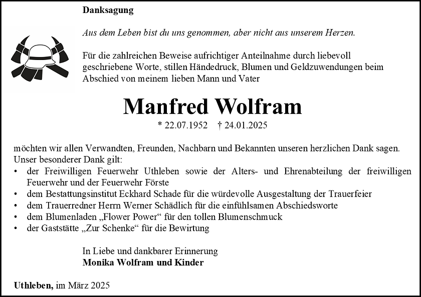 Danksagung (Foto: Bestatttungshaus Eckhard Schade)