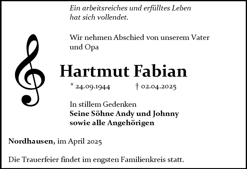 Traueranzeige (Foto: Bestattungshaus Schade)