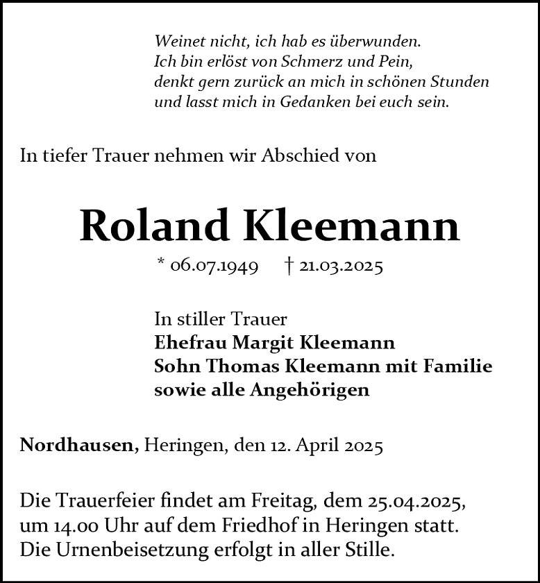 Traueranzeige (Foto: Bestattungshaus Eckhard Schade)