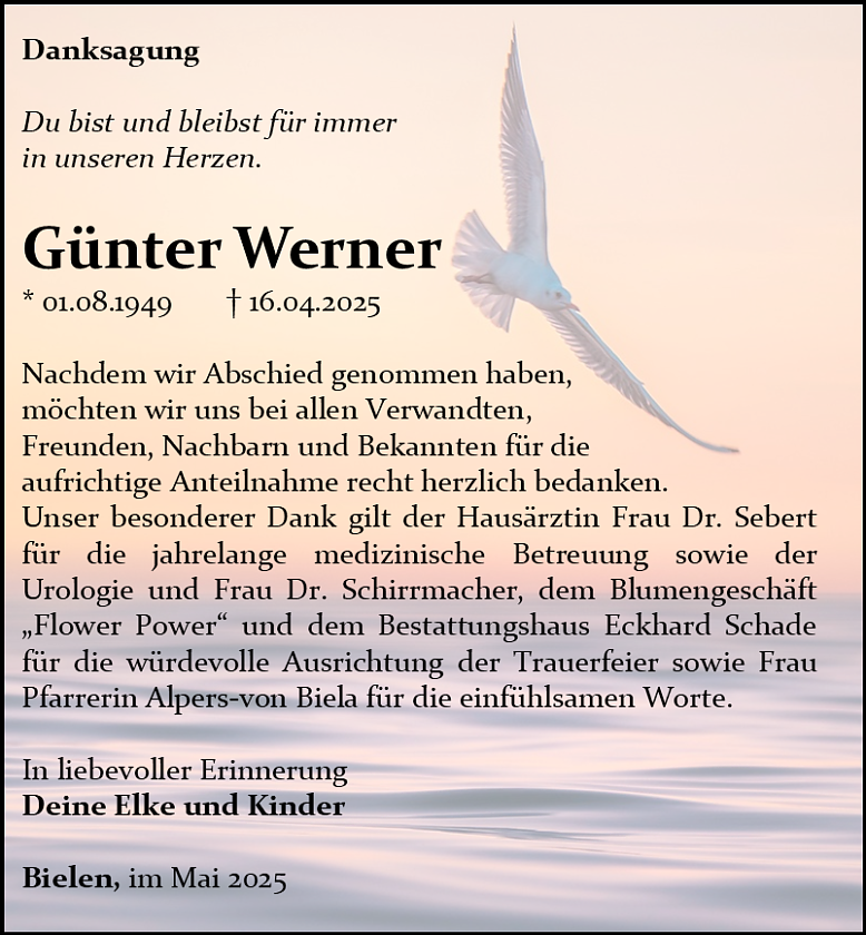 Danksagung (Foto: Bestattungshaus Schade)