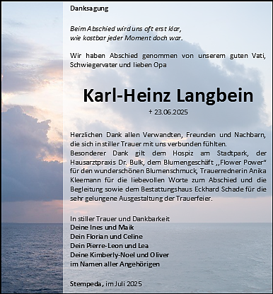 Danksagung (Foto: Bestattungshaus Eckhard Schade)