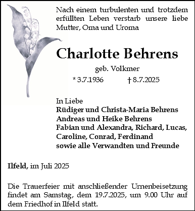 Traueranzeige (Foto: Bestattungshaus Eckhard Schade)