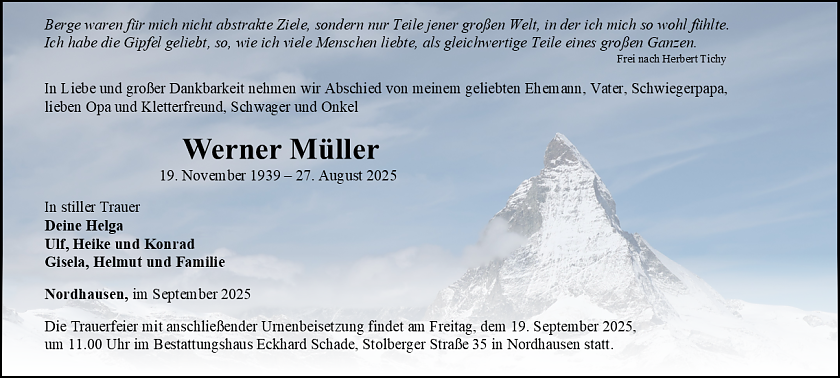 Traueranzeige (Foto: Bestattungshaus Schade)