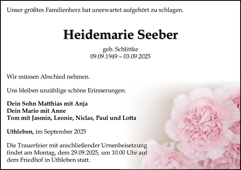 Traueranzeige (Foto: Schade)