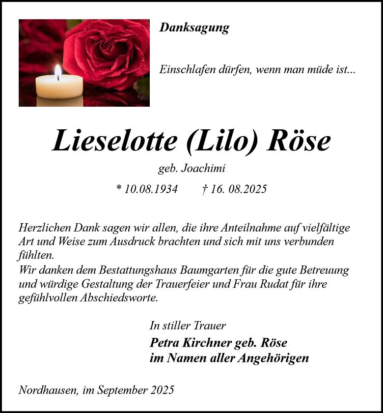 Danksagung (Foto: Bestattung Baumgarten)