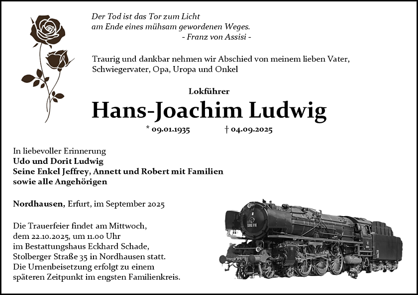 Traueranzeige (Foto: Bestattungshaus Schade)