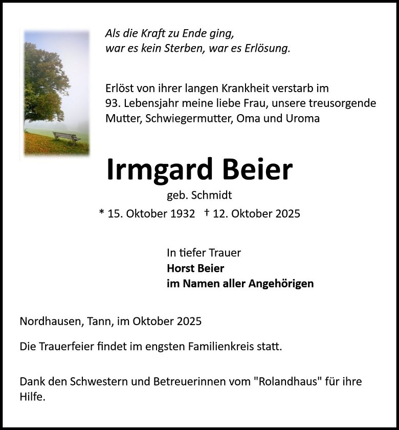 Traueranzeige (Foto: Bestattung Baumgarten)