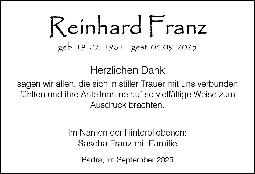 Danksagung (Foto: Bestattungsinstitut Fienhold)