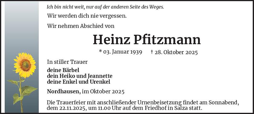 Traueranzeige (Foto: Bestattung Baumgarten)