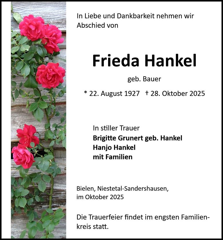 Traueranzeige (Foto: Bestattung Baumgarten)