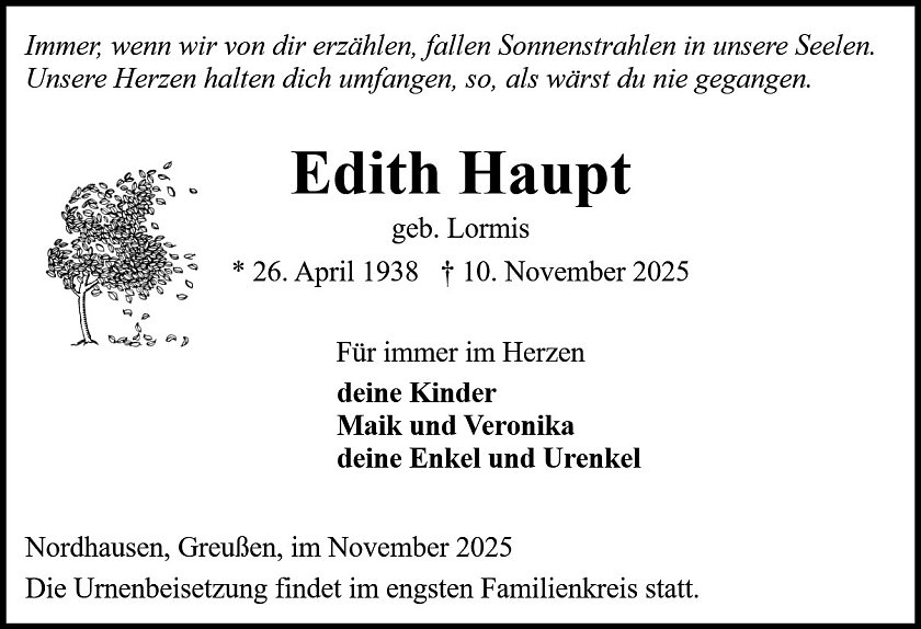 Traueranzeige (Foto: Bestattung Baumgarten)