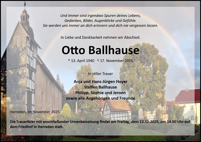 Traueranzeige (Foto: Bestattung Baumgarten)