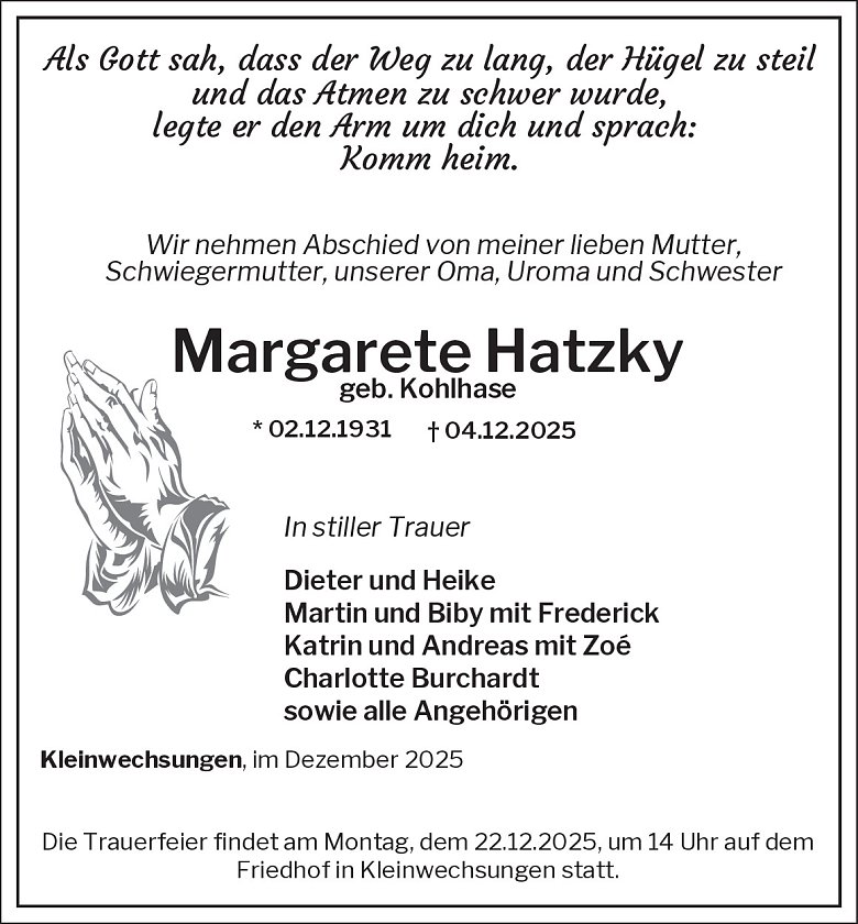 Traueranzeige (Foto: Best. Westerhausen)