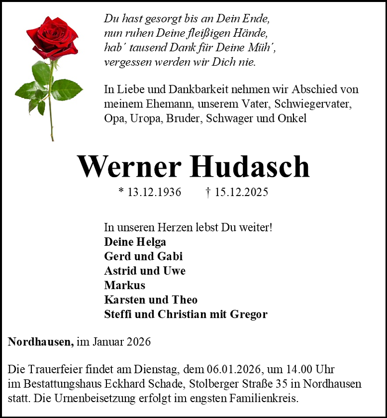 Traueranzeige (Foto: Schade)