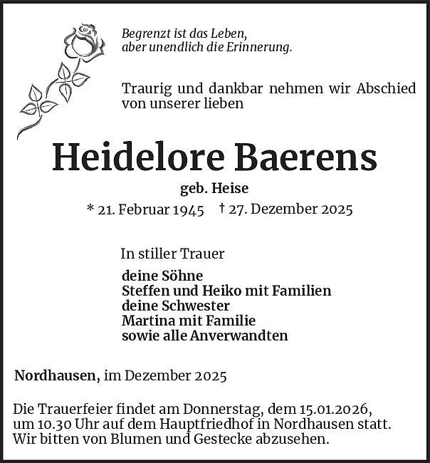 Traueranzeige (Foto: Bestattung Baumgarten)