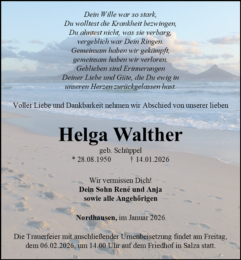 Traueranzeige (Foto: Bestattungshaus Schade)