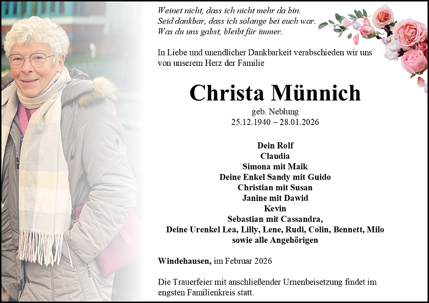 Traueranzeige (Foto: Bestattungshaus Eckhard Schade)