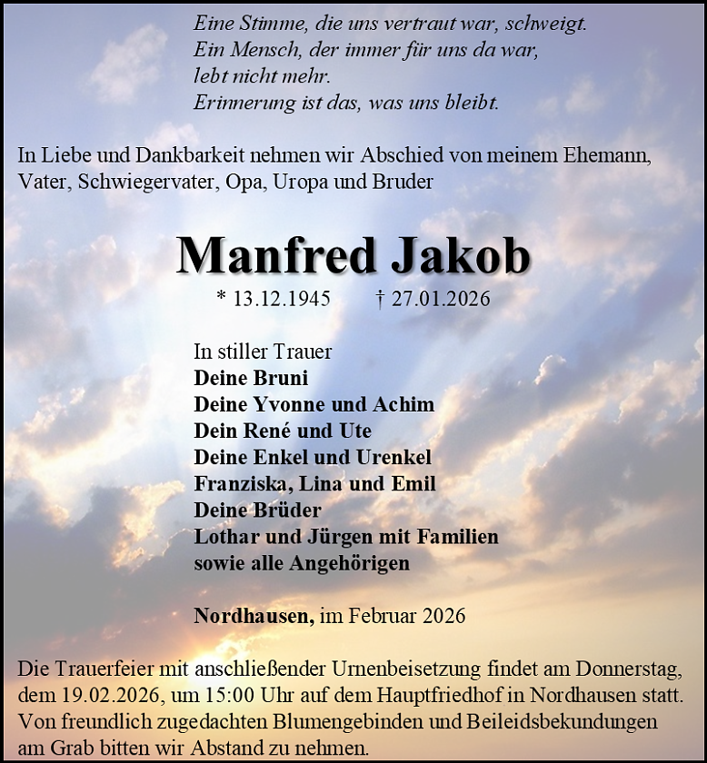 Traueranzeige (Foto: Bestattungshau Eckhard Schade)