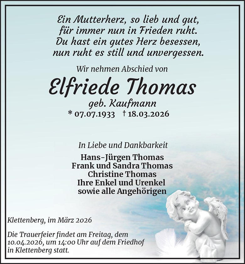 Traueranzeige (Foto: Best. Westerhausen)