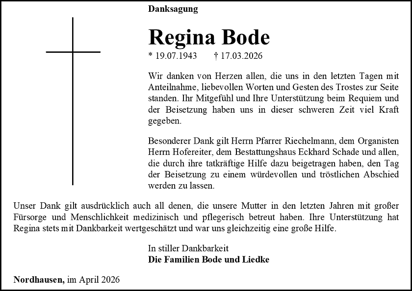 Danksagung (Foto: Schade)