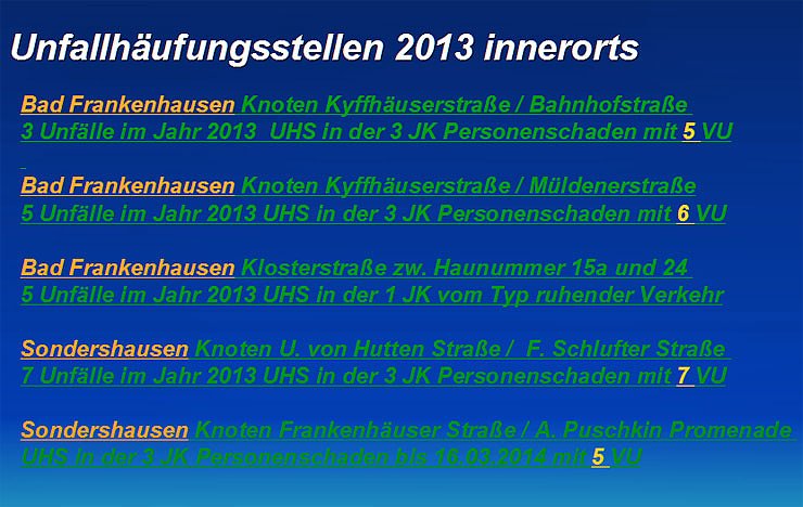 Verkehrsunfallstatistik f&uuml;r 2013 (1)
