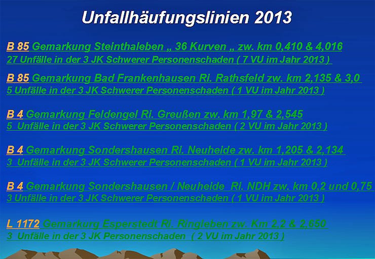 Verkehrsunfallstatistik f&uuml;r 2013 (1)
