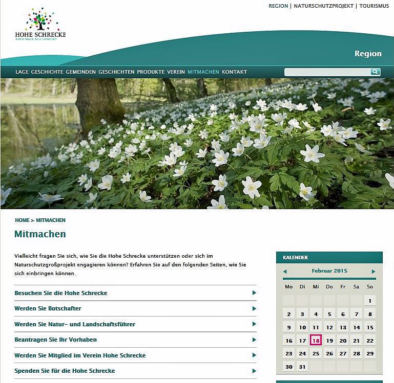 Neue Internetseite f&uuml;r die Hohe Schrecke online