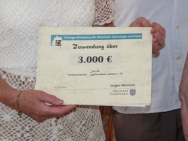 Lottomittel f&uuml;r Volkssolidarit&auml;t Artern