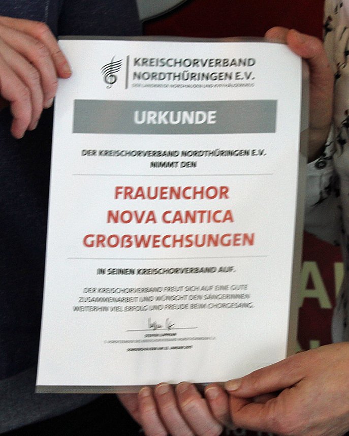 Kreischorverband Nordth&uuml;ringen mit Zuwachs