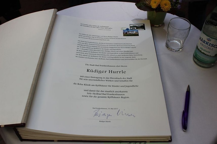 Eintrag in das Ehrenbuch der Stadt Bad Frankenhausen