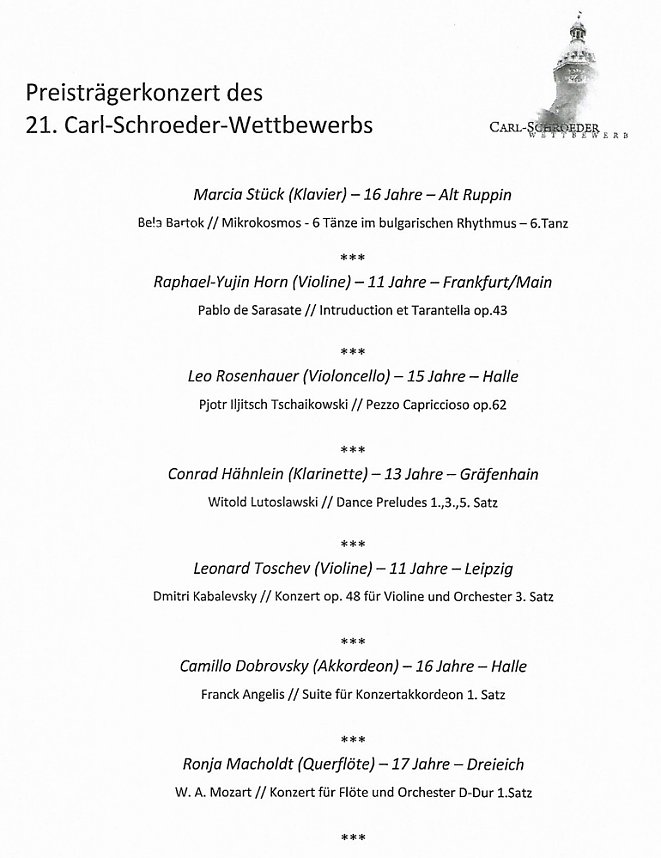 Beim Carl Schroeder Wettbewerb erfolgreich
