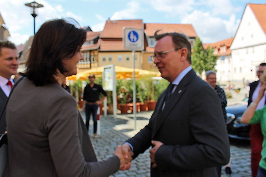 Ministerpr&auml;sident in Bad Frankenhausen begr&uuml;&szlig;t