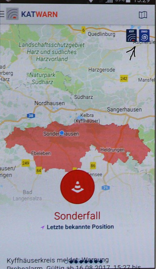 Probealarm bei KATWARN
