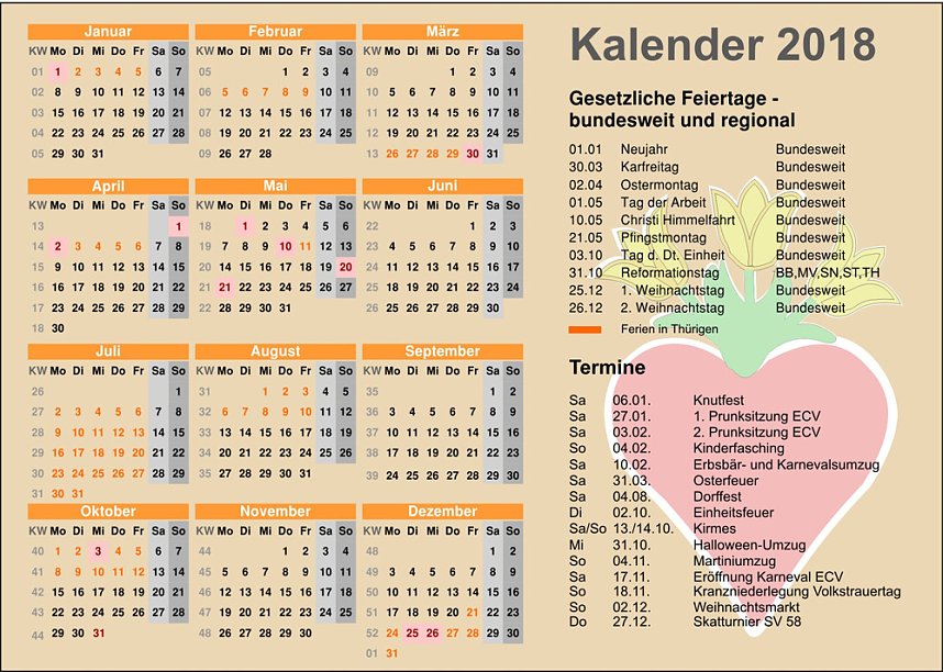 Esperstedter Kalender 2018 mit historischen Motiven