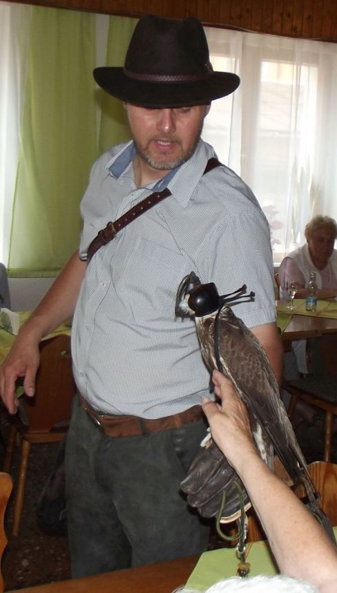 Luca Falke und W&uuml;sten-Bussard Uschi zu Besuch im WB 4