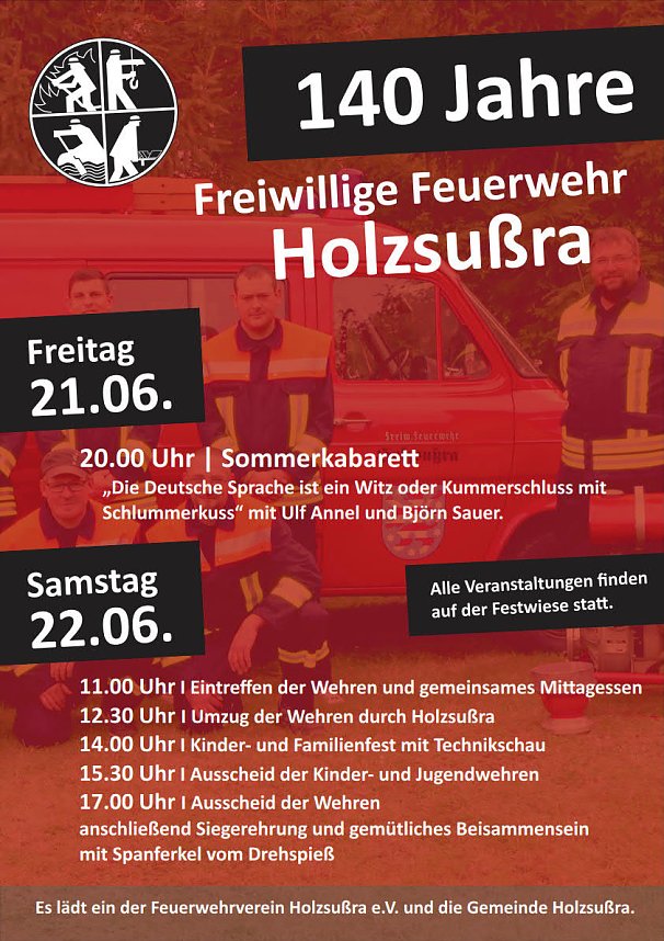 140 Jahre Freiwillige Feuerwehr Holzsu&szlig;ra