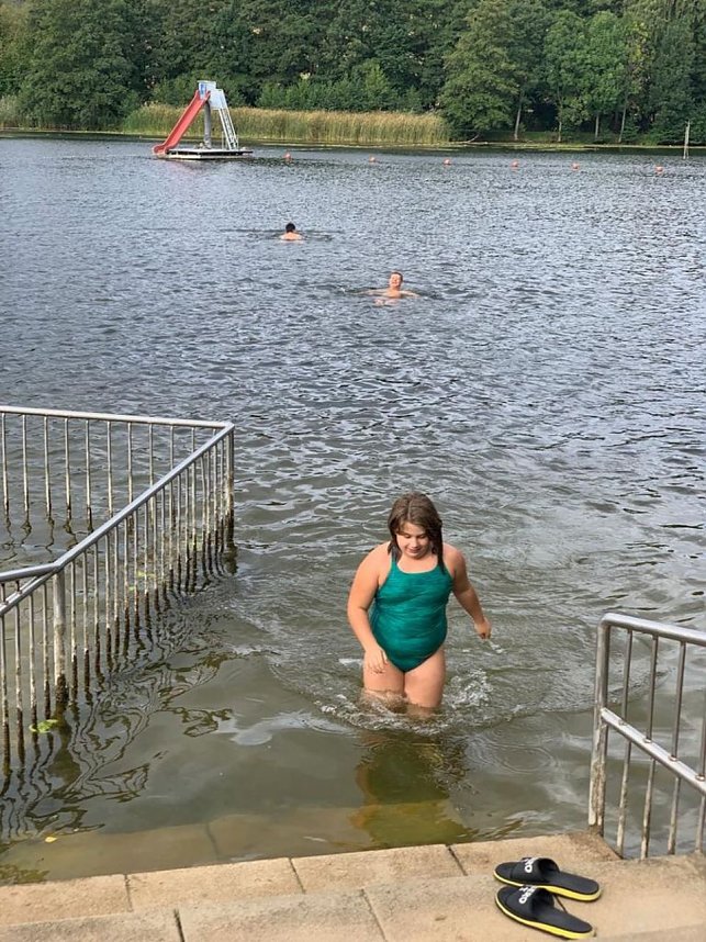 Letztes Abbaden am Bebraer Teich