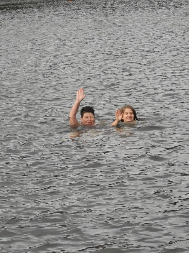 Letztes Abbaden am Bebraer Teich